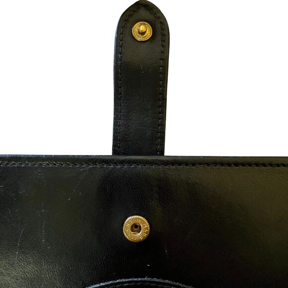Vintage Ghurka Marley Hodgson MH Logo Black Leather Snap Tab Checkbook Wallet - Picture 7 of 9